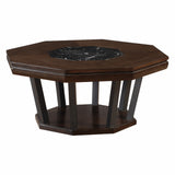 38' X 38' X 18' Black Marble And Tobacco Coffee Table