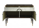52' X 21' X 40' Brown Top Grain Leather And Aluminum Console Table