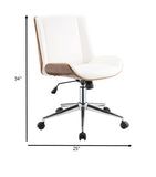 21' X 25' X 3438' White Leatherette And Walnut Office Chair