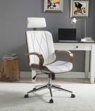 24" X 26" X 4649" White Leatherette And Walnut Office Chair