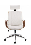 24" X 26" X 4649" White Leatherette And Walnut Office Chair