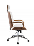 24" X 26" X 4649" White Leatherette And Walnut Office Chair