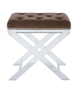 19' X 14' X 19' Brown Fabric And Clear Acrylic Stool