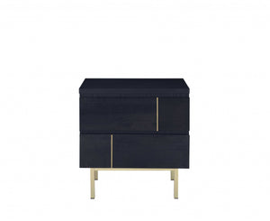 Contemporary Black And Brass Nightstand