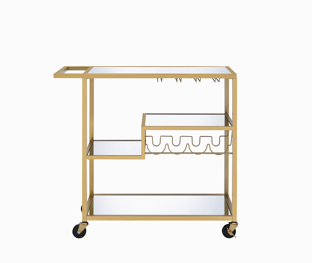 40' X 16' X 37' Gold And Clear Glass Serving Cart