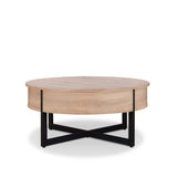 HomeRoots 35" X 35" X 16" Natural And Black Particle Board Coffee Table 319174-HOMEROOTS 319174