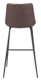 Zuo Modern Byron 100% Polyurethane, Plywood, Steel Modern Commercial Grade Barstool Brown, Black 100% Polyurethane, Plywood, Steel