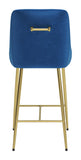 Zuo Modern Madelaine 100% Polyester, Plywood, Steel Modern Commercial Grade Counter Stool Navy, Gold 100% Polyester, Plywood, Steel