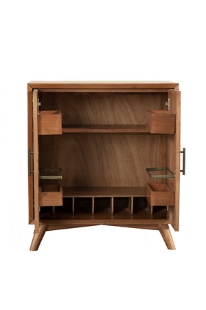 Alpine Furniture Flynn Small Bar Cabinet, Acorn 966-17 Acorn Mahogany Solids & Okoume Veneer 32 x 19 x 36