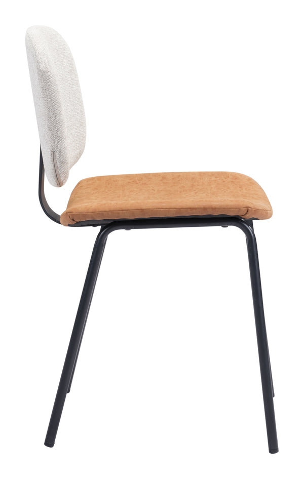 Zuo Modern Worcester 100% Polyester, 100% Polyurethane, Plywood, Steel Modern Commercial Grade Dining Chair Set - Set of 2 Beige, Brown, Black 100% Polyester, 100% Polyurethane, Plywood, Steel