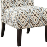 30.5' X 22.5' X 33.5' Blue And Black Pattern Upholstered Accent Chair