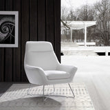 Chair White Top Grain Italian Leather Stainless Steel Legs.
