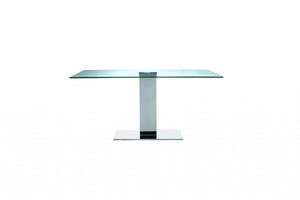 63 X 35 X 30 clear Glass Stainless Steel Dining Table