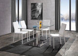 63 X 35 X 30 clear Glass Stainless Steel Dining Table