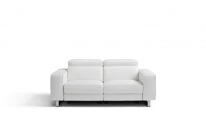 HomeRoots 73" White Leather And Silver Power Reclining Love Seat 320800 4512839465869