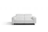 HomeRoots 73" White Leather And Silver Power Reclining Love Seat 320800 4512839465869