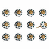 White Teal and Gold Knobs 12 Pack