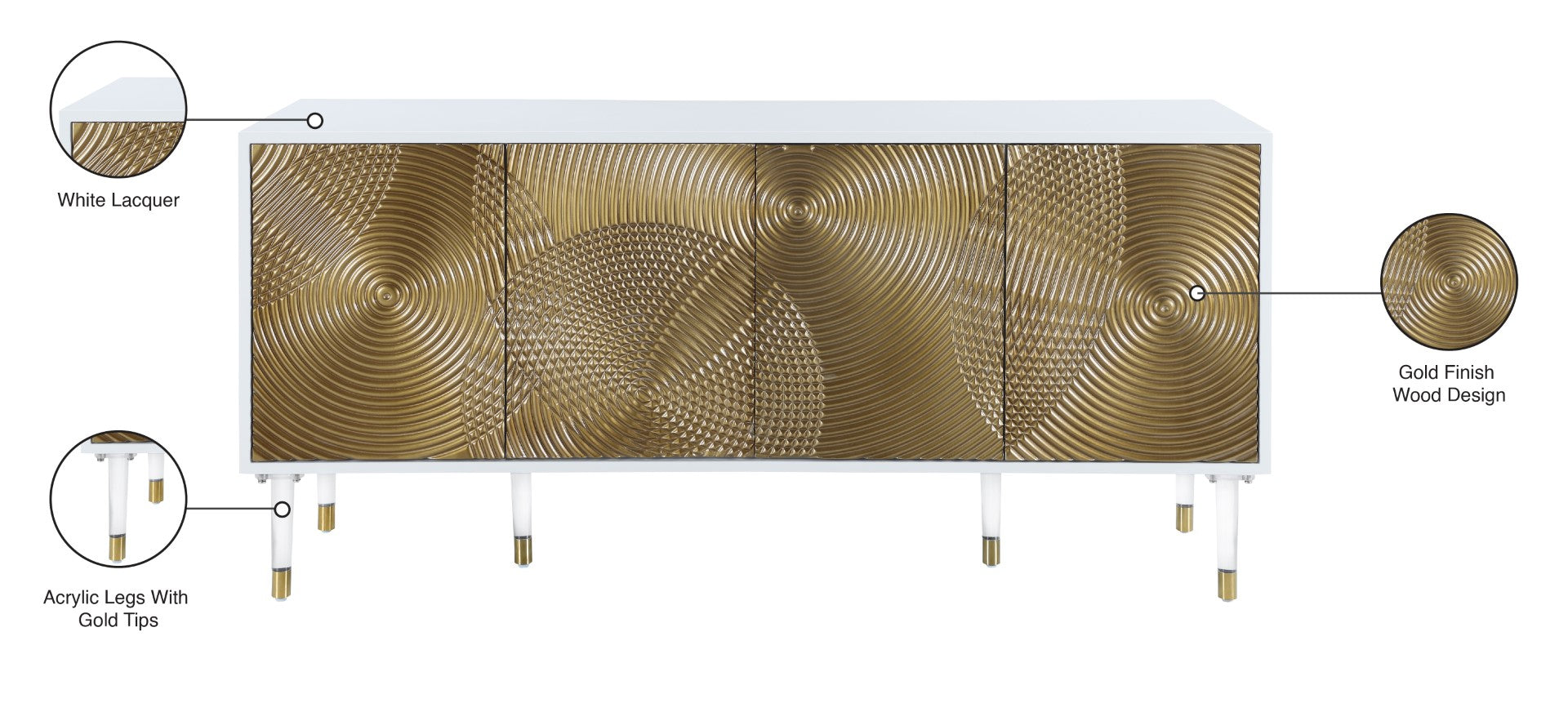 Bellissimo Acrylic Contemporary Sideboard - Thumbnail 5