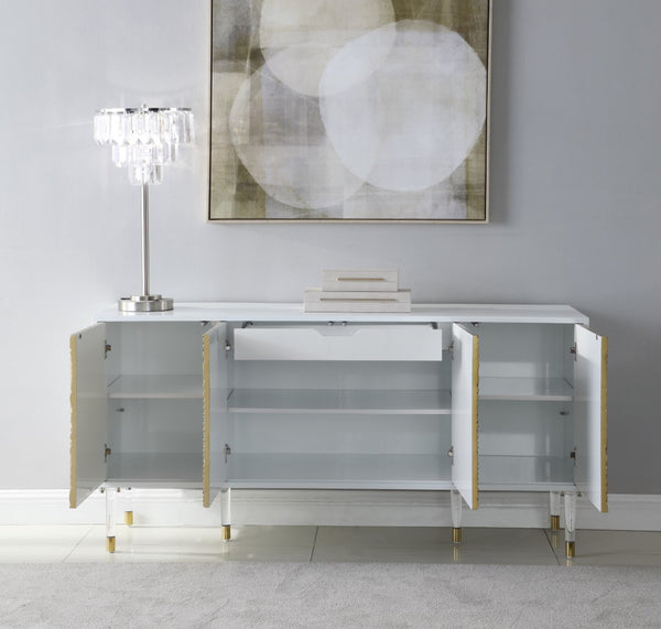 Bellissimo Acrylic / Birch Wood / Engineered Wood Contemporary  Sideboard/Buffet - 64" W x 18" D x 31" H