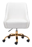 Zuo Modern Madelaine 100% Polyurethane, Plywood, Steel Modern Commercial Grade Office Chair White, Gold 100% Polyurethane, Plywood, Steel