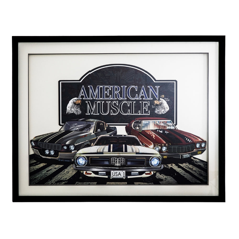 Yosemite Home Decor 'American Muscle ' - 3D Collage, 40"Wx30"H Wall Art, Framed 3220023-YHD