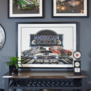 Yosemite Home Decor 'American Muscle ' - 3D Collage, 40"Wx30"H Wall Art, Framed 3220023-YHD