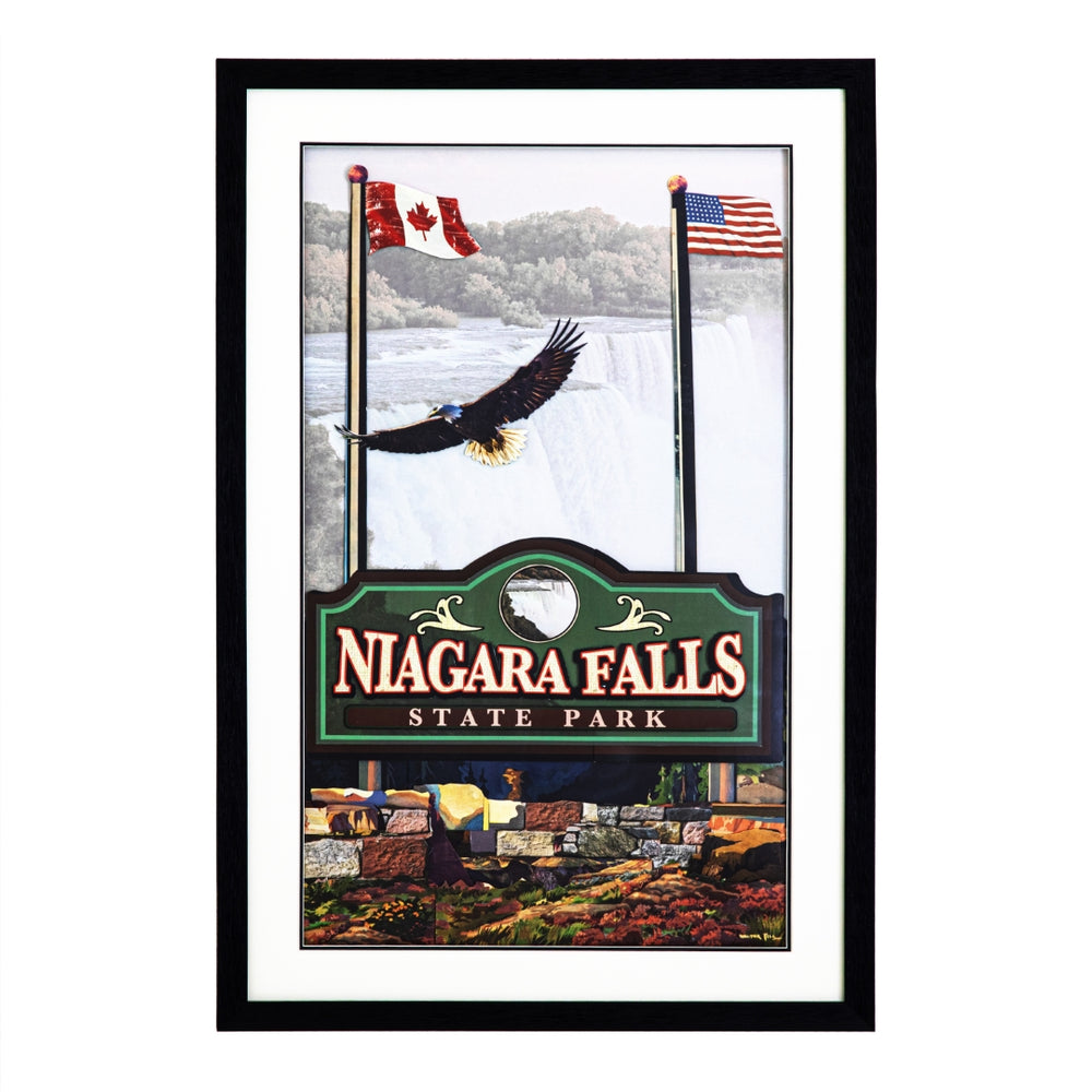 Yosemite Home Decor 'Niagara Falls' - 3D Collage, 24"Wx36"H Wall Art, Framed 3220032-YHD