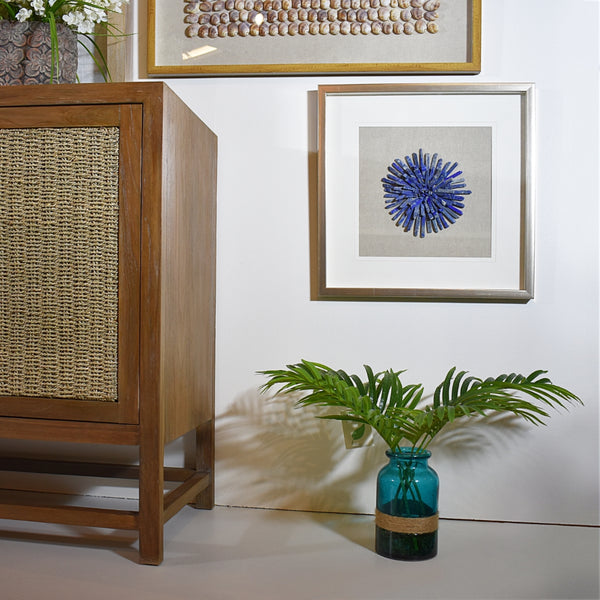 Yosemite Home Decor 'Rock of Luck & Happiness' - 20"x20" Shadowbox with Natural Blue Jade Stone, Framed under Glass 3220061-YHD