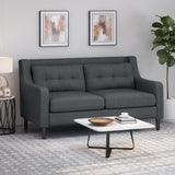 Galene Contemporary Fabric Loveseat, Charcoal and Dark Brown Noble House