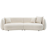 Contemporary 4-seat Curved Sofa, Ivory/beige