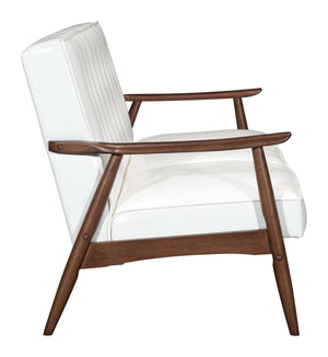 Zuo Modern Rocky 100% Polyurethane, MDF, Rubberwood Mid Century Commercial Grade Sofa White, Walnut 100% Polyurethane, MDF, Rubberwood