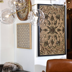 Yosemite Home Decor Symmetry's Cut' - 47"Wx32"H Mixed Media Shadowbox, Framed under Glass 3230060-YHD