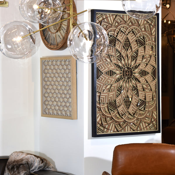 Yosemite Home Decor Symmetry's Cut' - 47"Wx32"H Mixed Media Shadowbox, Framed under Glass 3230060-YHD