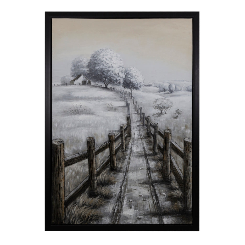 Yosemite Home Decor 'Country Road I' - 43"Wx63H Wall Art Hand Painted on Canvas, enhanced with 3D elements, Framed 3230093-YHD
