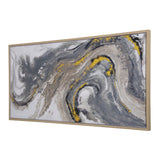 Yosemite Home Decor 'Fluid Motion I' - 55"Wx27"H, Wall Art Hand Painted on Canvas, Framed 3230095-YHD