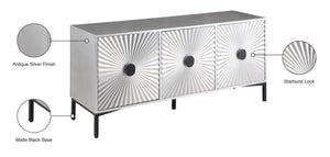 Glitz Engineered Wood / Iron Contemporary Antique Silver Sideboard/Buffet - 64" W x 18" D x 31" H