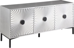 Glitz Engineered Wood / Iron Contemporary Antique Silver Sideboard/Buffet - 64" W x 18" D x 31" H