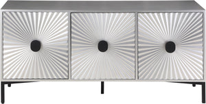 Glitz Engineered Wood / Iron Contemporary Antique Silver Sideboard/Buffet - 64" W x 18" D x 31" H
