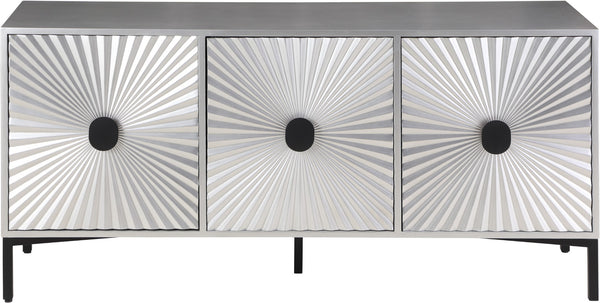 Glitz Engineered Wood / Iron Contemporary Antique Silver Sideboard/Buffet - 64" W x 18" D x 31" H