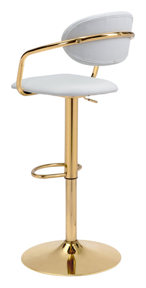 Zuo Modern Gusto 100% Polyurethane, Plywood, Steel Modern Commercial Grade Barstool White, Gold 100% Polyurethane, Plywood, Steel