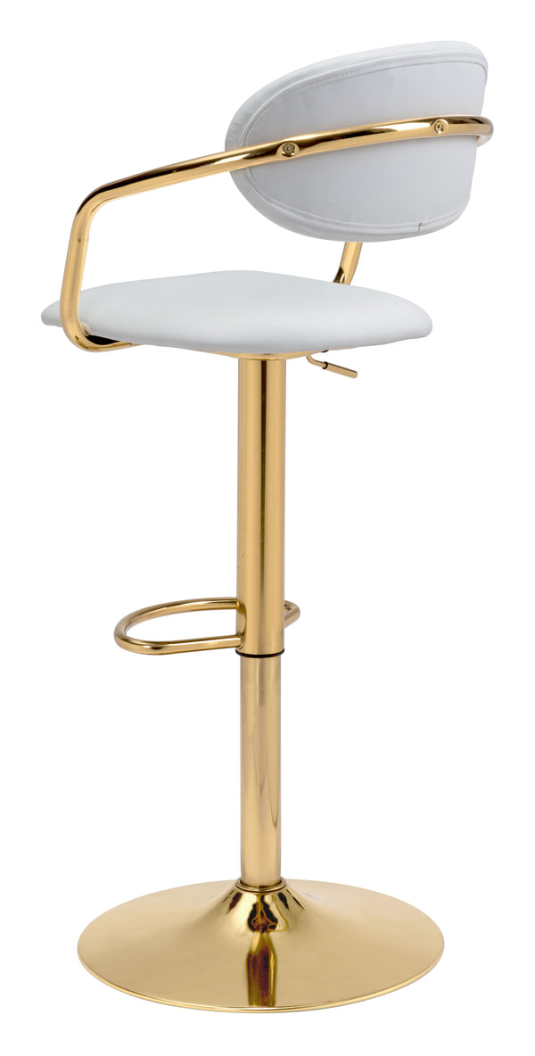 Zuo Modern Gusto 100% Polyurethane, Plywood, Steel Modern Commercial Grade Barstool White, Gold 100% Polyurethane, Plywood, Steel