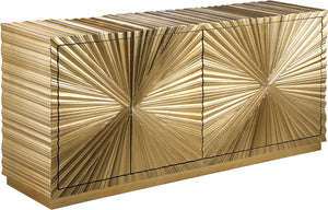 Golda Gold Leaf / Engineered Wood Contemporary Gold Leaf Sideboard/Buffet - 66" W x 18" D x 31" H