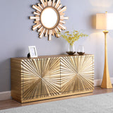 Golda Gold Leaf / Engineered Wood Contemporary Gold Leaf Sideboard/Buffet - 66" W x 18" D x 31" H