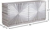 Silverton Silver Leaf / Engineered Wood Contemporary Silver Sideboard/Buffet - 66" W x 18" D x 31" H