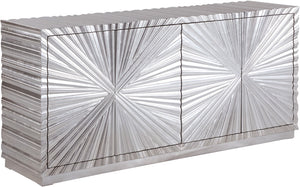 Silverton Silver Leaf / Engineered Wood Contemporary Silver Sideboard/Buffet - 66" W x 18" D x 31" H