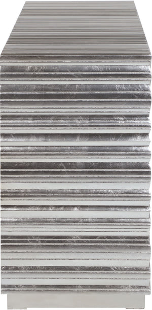 Silverton Silver Leaf / Engineered Wood Contemporary Silver Sideboard/Buffet - 66" W x 18" D x 31" H