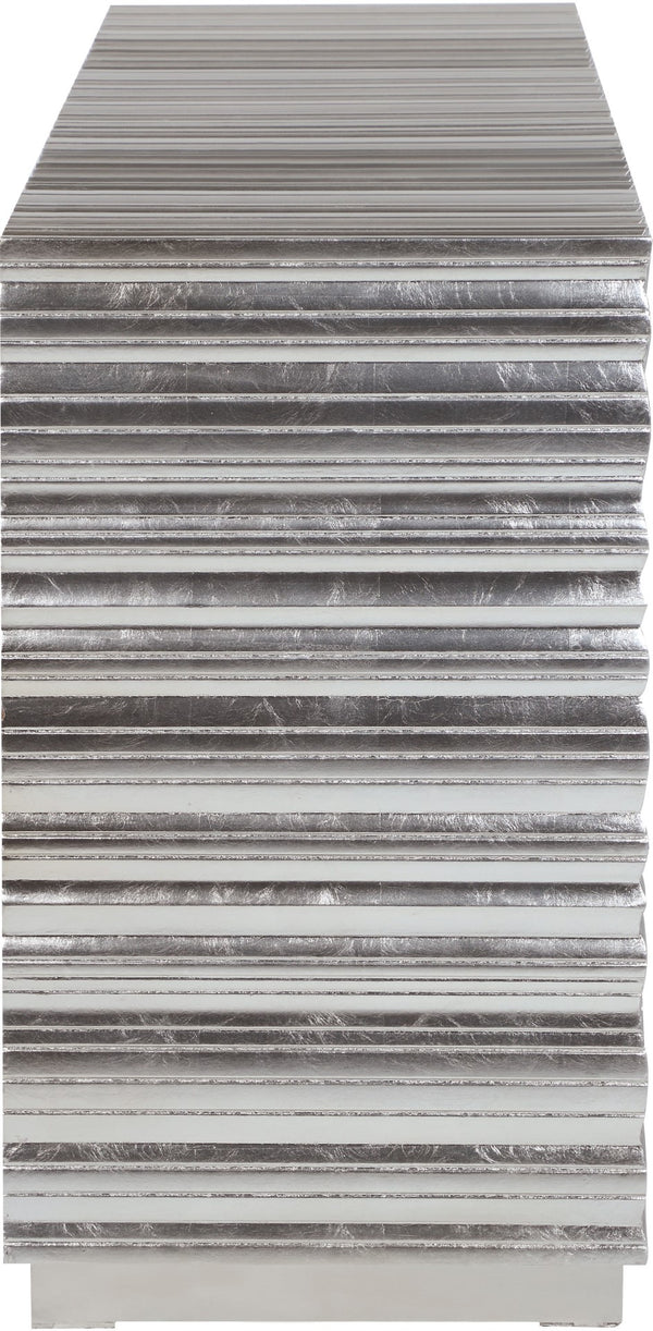 Silverton Silver Leaf / Engineered Wood Contemporary Silver Sideboard/Buffet - 66" W x 18" D x 31" H