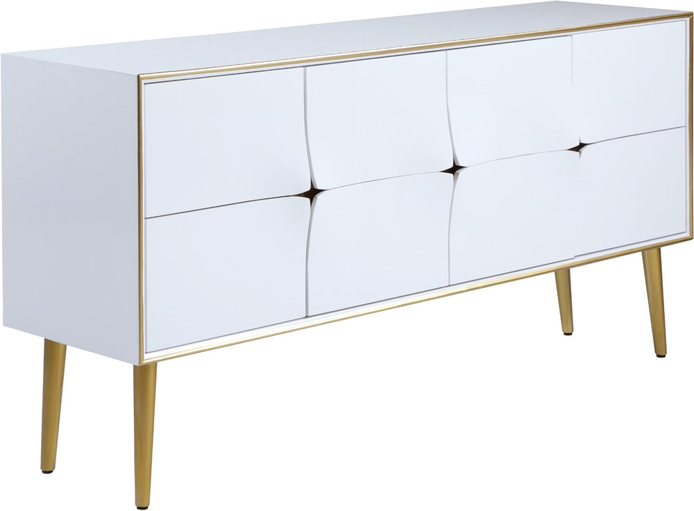 Pop Engineered Wood / Iron Contemporary White / Gold Sideboard/Buffet - 64" W x 16.5" D x 32.5" H