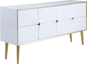 Pop Engineered Wood / Iron Contemporary White / Gold Sideboard/Buffet - 64" W x 16.5" D x 32.5" H