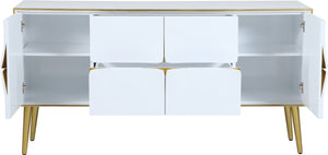 Pop Engineered Wood / Iron Contemporary White / Gold Sideboard/Buffet - 64" W x 16.5" D x 32.5" H